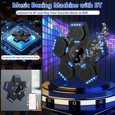 Music Boxing Machine for Kids, Music Punch with Boxing Gloves & Bt, Wall Mounted Boxing Machine with Led, Maquina De Boxeo Musical Pared for Adults, Good Gift for Birthday in Saudi Arabia