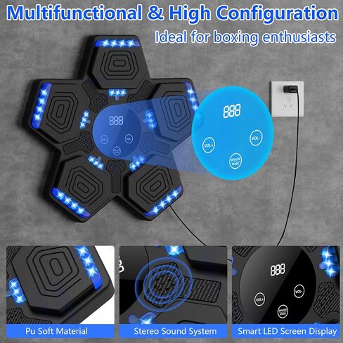Music Boxing Machine for Kids, Music Punch with Boxing Gloves & Bt, Wall Mounted Boxing Machine with Led, Maquina De Boxeo Musical Pared for Adults, Good Gift for Birthday in Saudi Arabia
