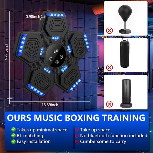 Music Boxing Machine for Kids, Music Punch with Boxing Gloves & Bt, Wall Mounted Boxing Machine with Led, Maquina De Boxeo Musical Pared for Adults, Good Gift for Birthday in Saudi Arabia
