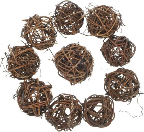 10pcs Wicker Rattan Balls Natural Grapevine Ball Christmas Tree Ball Ornament Parrot Bird Chew for Christmas Party Garden Wall Decoration 5cm in Saudi Arabia