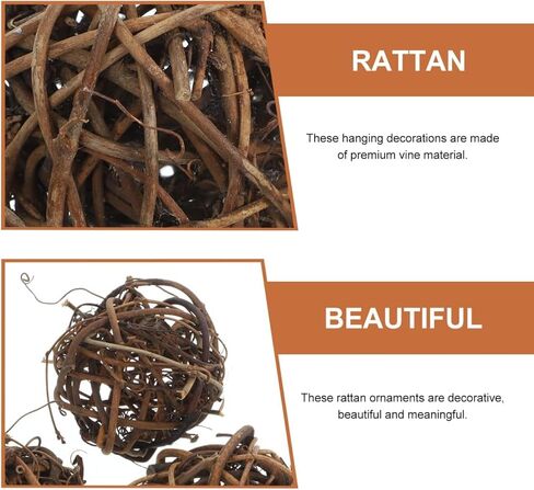 10pcs Wicker Rattan Balls Natural Grapevine Ball Christmas Tree Ball Ornament Parrot Bird Chew for Christmas Party Garden Wall Decoration 5cm in Saudi Arabia