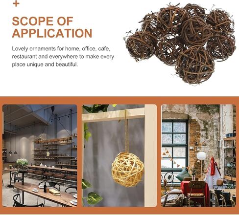 10pcs Wicker Rattan Balls Natural Grapevine Ball Christmas Tree Ball Ornament Parrot Bird Chew for Christmas Party Garden Wall Decoration 5cm in Saudi Arabia