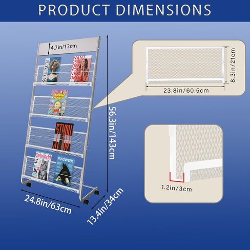 رف مجلة Yinghaofloor Standing ، 4 Layer Iron Magazine Rack ، مناسبة لعرض الكتيبات أو المستندات في المعارض ومراكز التسوق والمستشفيات والمكاتب in Saudi Arabia