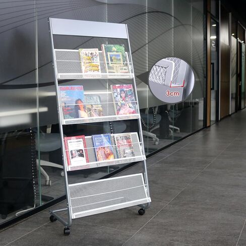 رف مجلة Yinghaofloor Standing ، 4 Layer Iron Magazine Rack ، مناسبة لعرض الكتيبات أو المستندات في المعارض ومراكز التسوق والمستشفيات والمكاتب in Saudi Arabia