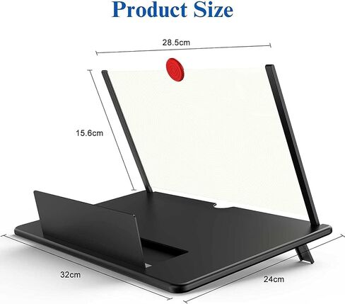 12" Screen Magnifier for Cell Phone – 3D HD Magnifing Screen Enlarger Projector for Movies Videos and Gaming – Foldable Phone Stand Holder with Screen Amplifier–Supports All Smartphones (Black-12inch) in Kuwait