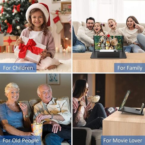 12" Screen Magnifier for Cell Phone – 3D HD Magnifing Screen Enlarger Projector for Movies Videos and Gaming – Foldable Phone Stand Holder with Screen Amplifier–Supports All Smartphones (Black-12inch) in Kuwait