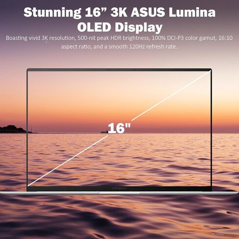 ASUS Zenbook S 16 Laptop, 16" 3K OLED Touchscreen Laptops Computer, AMD 10-core Ryzen AI 9 365, 24GB DDR5 • 1TB SSD • WiFi 7, Backlit KB, Win 11 Pro w/Copilot, Seibosfy in Saudi Arabia