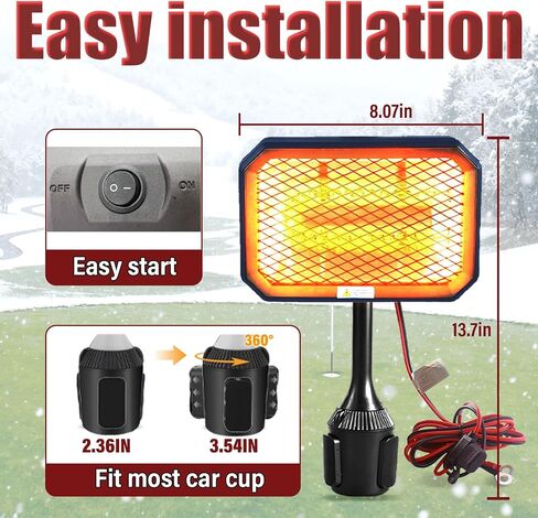 Golf Cart Heater 48V-36V Battery Powered Heater, 400W Electric Golf Cart Accessories for Winter, Portable Carbon Fiber Battery Operated Heater for Club Car, Quiet & Safe Golf Accessories in Saudi Arabia