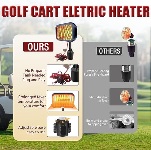 Golf Cart Heater 48V-36V Battery Powered Heater, 400W Electric Golf Cart Accessories for Winter, Portable Carbon Fiber Battery Operated Heater for Club Car, Quiet & Safe Golf Accessories in Saudi Arabia