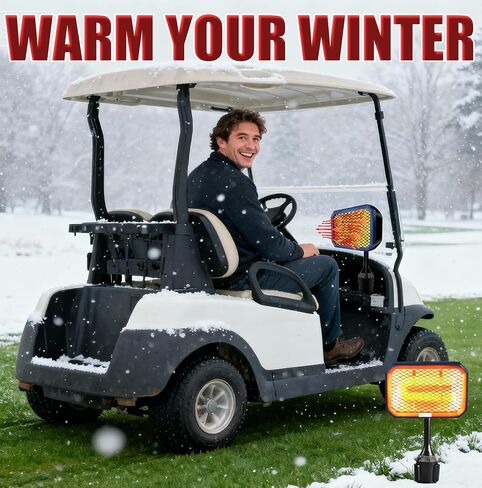Golf Cart Heater 48V-36V Battery Powered Heater, 400W Electric Golf Cart Accessories for Winter, Portable Carbon Fiber Battery Operated Heater for Club Car, Quiet & Safe Golf Accessories in Saudi Arabia