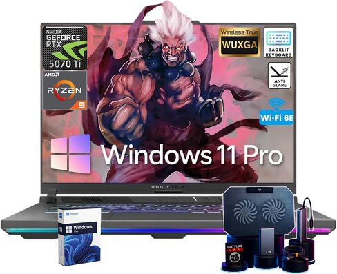 ASUS ROG STRIX G16 GAMING LAPTOP • GEFORCE RTX 5070 TI • 16 '' WUXGA Anti-Glare Display • AMD RYZEN 9 8940HX • Backlit KB • AI Roase Removal • Win 11 Pro • Accessories • 64GB DDR5+2TB SSD in Saudi Arabia
