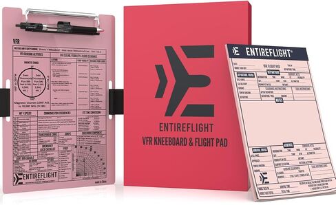 EntireFlight Pilot Kneeboard Aviation VFR Black With Structured Notepad-Premium Flight Bag Accessory-Airplane Grade Aluminum Board-Elastic Knee Board Strap & Pen-Premium Box Included For Pilots Gifts. in Kuwait