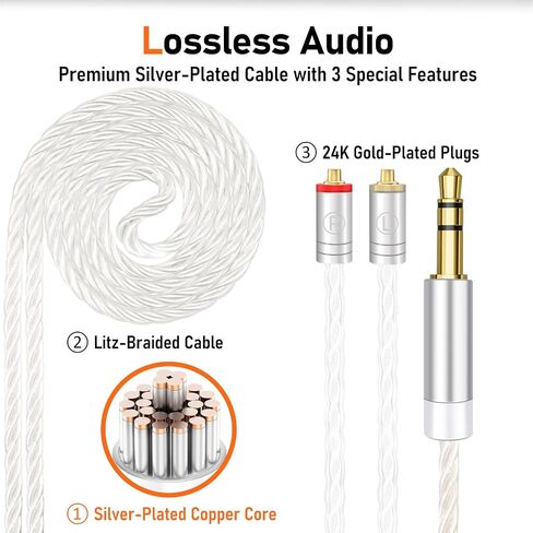 Vibes 202MC USB-C Wired Earbuds - HiFi in Ear Headphones - USBC for iPhone 16/15 - Noise-Isolating Ear Buds w/ Mic - Clear Sound, Deep Bass & Comfort-Fit Earphones - Silver Plated Cord, Carrying Case in Kuwait