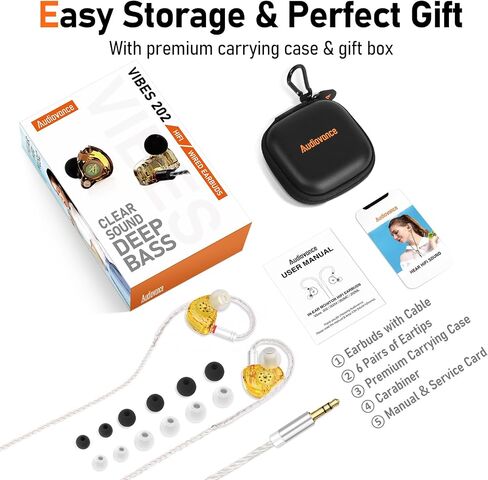 Vibes 202MC USB-C Wired Earbuds - HiFi in Ear Headphones - USBC for iPhone 16/15 - Noise-Isolating Ear Buds w/ Mic - Clear Sound, Deep Bass & Comfort-Fit Earphones - Silver Plated Cord, Carrying Case in Kuwait