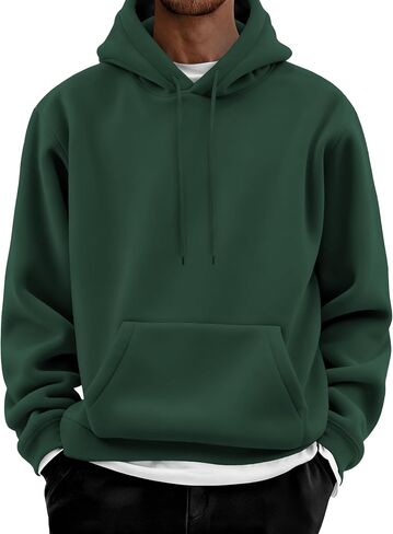 COOFANDY Men Cotton Fleece Hooded Sweatshirt Casual Long Sleeve Hoodies Pullover Fashion Drawstring Hoodie with Kanga Pocket in Saudi Arabia