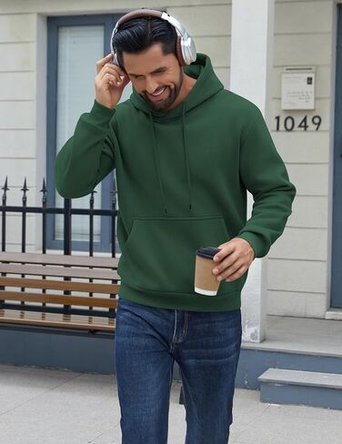 COOFANDY Men Cotton Fleece Hooded Sweatshirt Casual Long Sleeve Hoodies Pullover Fashion Drawstring Hoodie with Kanga Pocket in Saudi Arabia