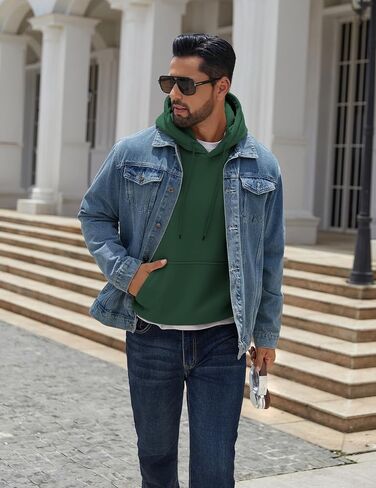 COOFANDY Men Cotton Fleece Hooded Sweatshirt Casual Long Sleeve Hoodies Pullover Fashion Drawstring Hoodie with Kanga Pocket in Saudi Arabia