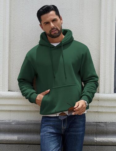 COOFANDY Men Cotton Fleece Hooded Sweatshirt Casual Long Sleeve Hoodies Pullover Fashion Drawstring Hoodie with Kanga Pocket in Saudi Arabia
