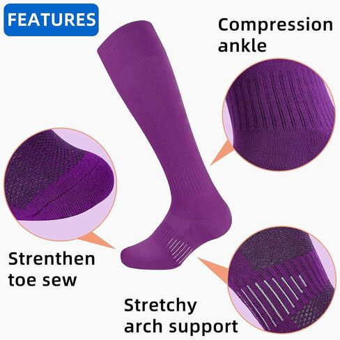 3 Pairs Knee High Baseball Soccer Softball Football Socks Athletic Multi-Sport Over the Calf Socks in Saudi Arabia