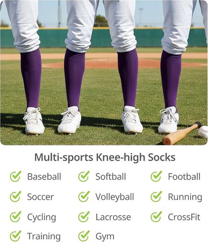 3 Pairs Knee High Baseball Soccer Softball Football Socks Athletic Multi-Sport Over the Calf Socks in Saudi Arabia
