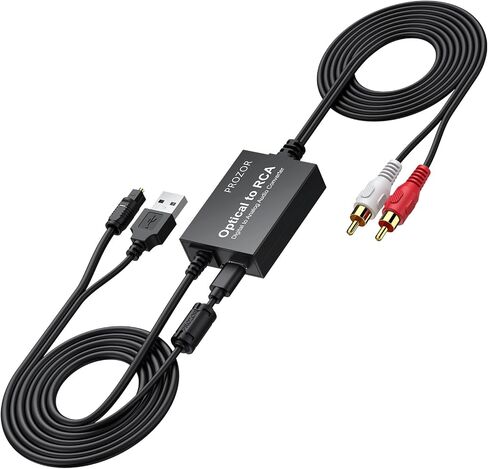 PROZOR 192kHz Digital to Analog Audio Converter DAC with Bass + Volume Control Optical to RCA L/R Audio Converter with Optical Cable USB Powered for PS3 PS4 Xbox Blu-ray TV in Kuwait