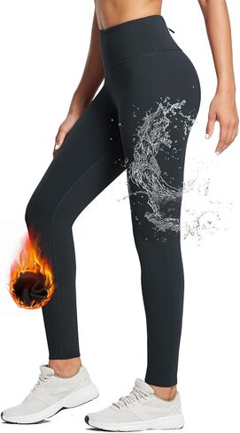 baleaf Women's Fleece Lined Leggings Water Resistant Thermal Winter Warm Tights High Waisted with Pockets Running Gear in Saudi Arabia