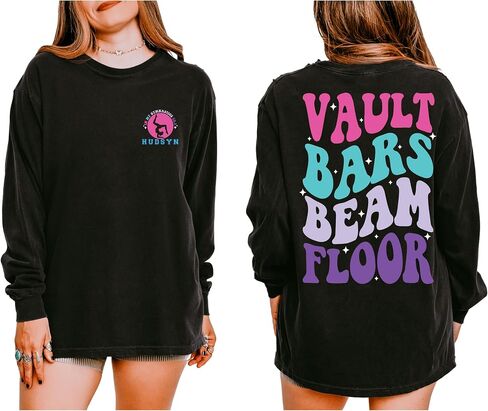 Personalized Name Gymnastics Vault Floor Bars Beam Comfort Colors T-Shirt – Custom Gymnastics Shirt for Girls, Gymnast Gift, Youth & Adult Sizes White in Saudi Arabia