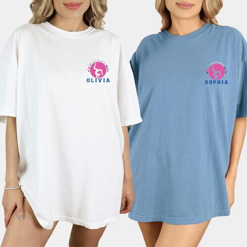 Personalized Name Gymnastics Vault Floor Bars Beam Comfort Colors T-Shirt – Custom Gymnastics Shirt for Girls, Gymnast Gift, Youth & Adult Sizes White in Saudi Arabia