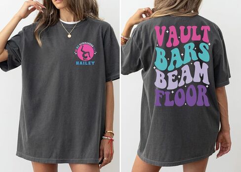 Personalized Name Gymnastics Vault Floor Bars Beam Comfort Colors T-Shirt – Custom Gymnastics Shirt for Girls, Gymnast Gift, Youth & Adult Sizes White in Saudi Arabia