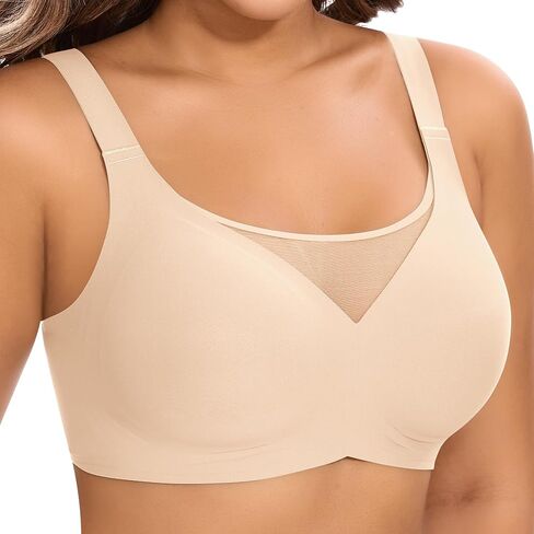 DOCUMO Seamless Bras for Women No Underwire Comfortable Push Up Wireless Bra Mesh Padded Back Smoothing Bra in Saudi Arabia