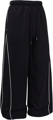 OYOANGLE Men's Casual Loose Fit Straight Leg Sweatpants Contrast Color Binding Basketball Pants with Pockets in Saudi Arabia