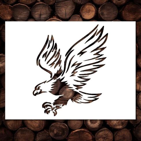 قالب Eagle Stencil - Eagle Bird Eagles Eagles Street Graffiti Art Stencils للطلاء على الخشب ، والزجاج ، وصخور الجدار ، والجدران ، والأدوات الزجاجية ، ورسم الرش ، والبخرية ، والحرف (5x6) in Kuwait