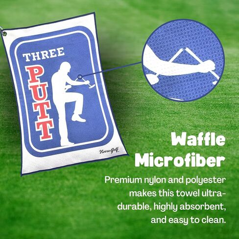 Three Putt Funny Golf Towel for Golf Bag | Golf Towels for Men, Golf Accessories for Men | Microfiber Fabric, Designs On Front & Back, Clip Included (16x24in) in Saudi Arabia