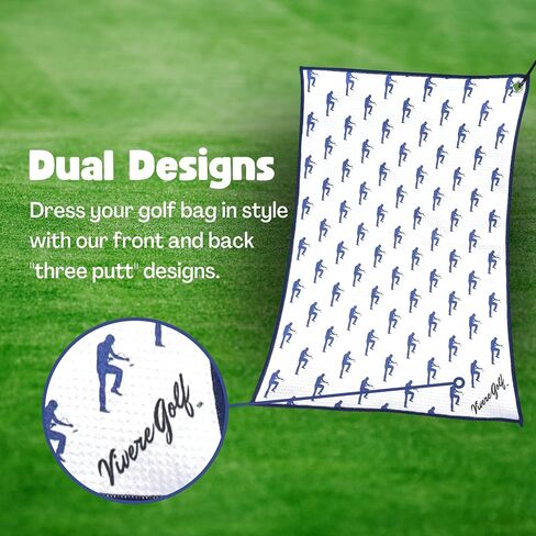 Three Putt Funny Golf Towel for Golf Bag | Golf Towels for Men, Golf Accessories for Men | Microfiber Fabric, Designs On Front & Back, Clip Included (16x24in) in Saudi Arabia