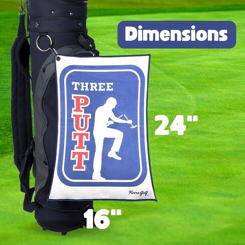 Three Putt Funny Golf Towel for Golf Bag | Golf Towels for Men, Golf Accessories for Men | Microfiber Fabric, Designs On Front & Back, Clip Included (16x24in) in Saudi Arabia