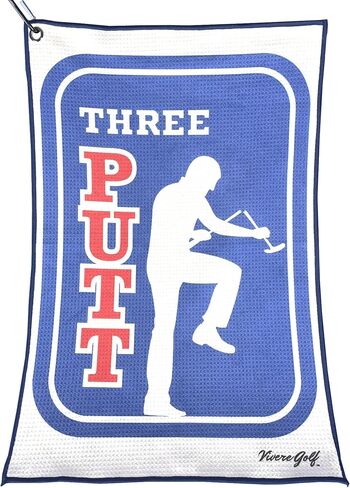 Three Putt Funny Golf Towel for Golf Bag | Golf Towels for Men, Golf Accessories for Men | Microfiber Fabric, Designs On Front & Back, Clip Included (16x24in) in Saudi Arabia
