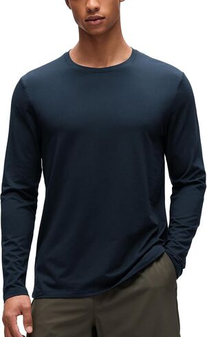 CRZ YOGA Cotton-Blend Long Sleeve Shirts for Men - Moisture Wicking Soft Workout Athletic Casual Crewneck Basic Tops in Saudi Arabia