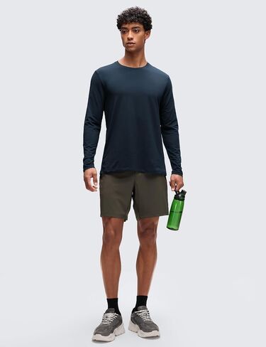 CRZ YOGA Cotton-Blend Long Sleeve Shirts for Men - Moisture Wicking Soft Workout Athletic Casual Crewneck Basic Tops in Saudi Arabia