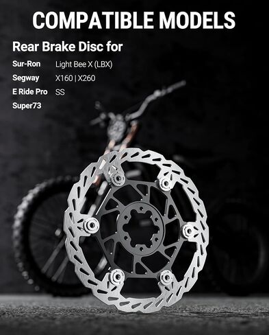 دوار فرامل قرص خلفي عائم (220 مم)، قلب من الألومنيوم للطائرة، دوارات فرامل MTB من الفولاذ المقاوم للصدأ مع 6 فتحات، سمك 2.3 مم، لـ Sur-Ron Light Bee X LBX، Segway X160/X260 (خلفي) in Kuwait