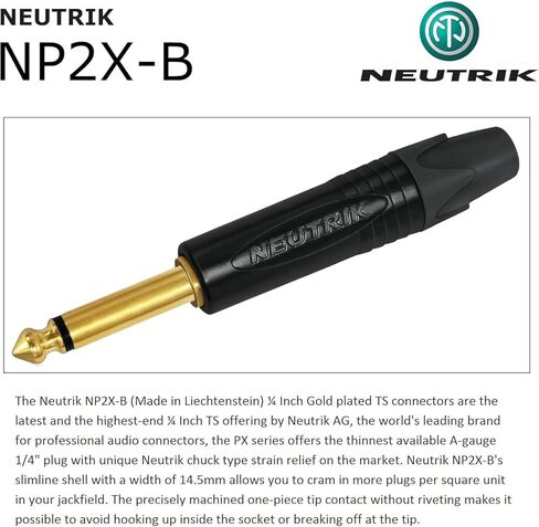 18 قدم - جيتار WBC-PRO - 20 AWG - غطاء منخفض (18pF/قدم) - درجة احترافية - قائم على الجرافيت - جيتار مزدوج الحماية، جهير، كابل أداة مع نيوتريك مستقيم إلى زاوية ¼ بوصة (6.35 مم) موصلات TS ذهبية in Saudi Arabia