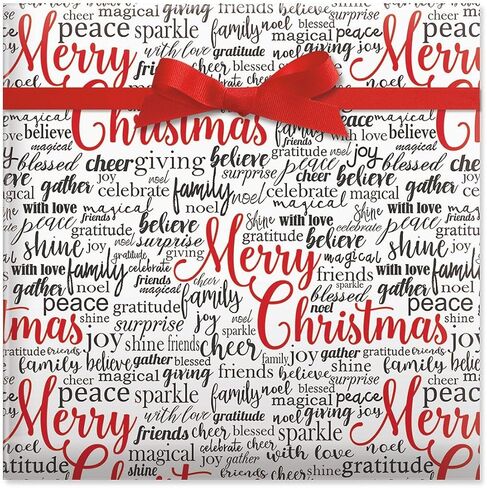 Current Merry Christmas Script Rolled Wrapping Paper - Premium Jumbo 23-Inch x 32-Foot Gift Wrap Roll, 61 Square Feet Total in Saudi Arabia