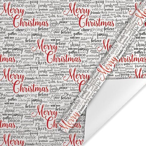 Current Merry Christmas Script Rolled Wrapping Paper - Premium Jumbo 23-Inch x 32-Foot Gift Wrap Roll, 61 Square Feet Total in Saudi Arabia