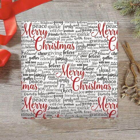 Current Merry Christmas Script Rolled Wrapping Paper - Premium Jumbo 23-Inch x 32-Foot Gift Wrap Roll, 61 Square Feet Total in Saudi Arabia