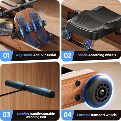 آلة التجديف للمنزل ، سعة 350 رطلاً ، مقاومة صامتة من 16 مستوى ، آلات التجديف المغناطيسي للمنزل القابلة للطي ، آلة تجديف مدمجة للتمرينات الرياضية الكاملة للقلب والقوة مع دعم التطبيق in Kuwait