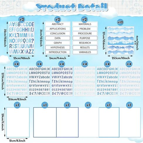 Watinc Back to School Science Fair Supplies ، 46pcs Project Self Reshersive Science Fair Project with 8 Letter Sticker 10 Subtitles ، Decore Bulletin Border Poster Decore for Classroom ( in Saudi Arabia