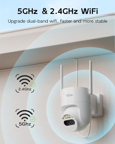 2.4G/5G Security Camera Outdoor, 2K Wired Cameras for Home Security, 360° PTZ Rotating, 24/7 Recording, Color Night Vision, AI Human Auto Tracking, 2-Way Audio, Alexa, IP66 in Kuwait