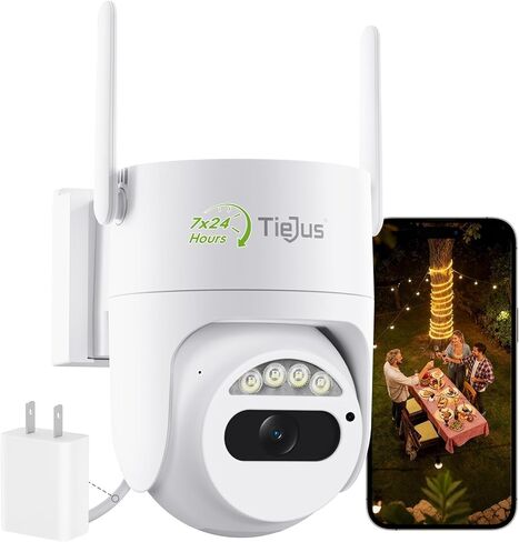 2.4G/5G Security Camera Outdoor, 2K Wired Cameras for Home Security, 360° PTZ Rotating, 24/7 Recording, Color Night Vision, AI Human Auto Tracking, 2-Way Audio, Alexa, IP66 in Kuwait
