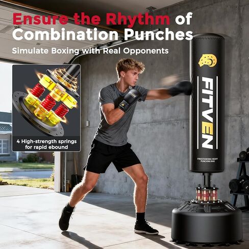 FITVEN Freestanding Punching Bag with Boxing Gloves Heavy Boxing Bag with Suction Cup Base for Adult Kids - Men Stand Kickboxing Bag in Saudi Arabia