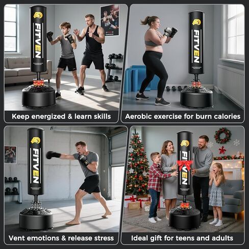 FITVEN Freestanding Punching Bag with Boxing Gloves Heavy Boxing Bag with Suction Cup Base for Adult Kids - Men Stand Kickboxing Bag in Saudi Arabia