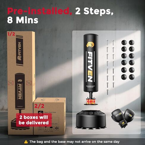 FITVEN Freestanding Punching Bag with Boxing Gloves Heavy Boxing Bag with Suction Cup Base for Adult Kids - Men Stand Kickboxing Bag in Saudi Arabia
